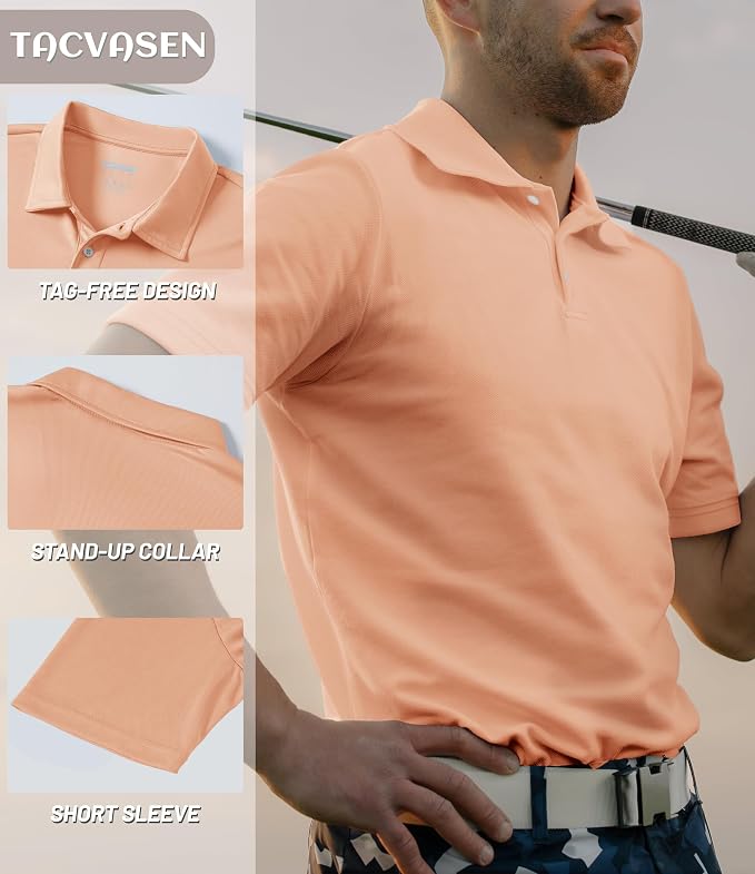 TACVASEN Mens Golf Shirt Dry Fit Mens Polo Shirts Short Sleeve Performance Golf - Image 2