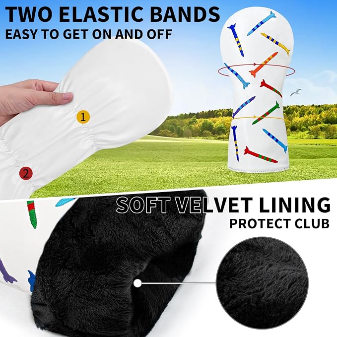 Colorful Nails Style Golf Half Mallet Putter Cover Headcover, Golf Putter Club - Image 3