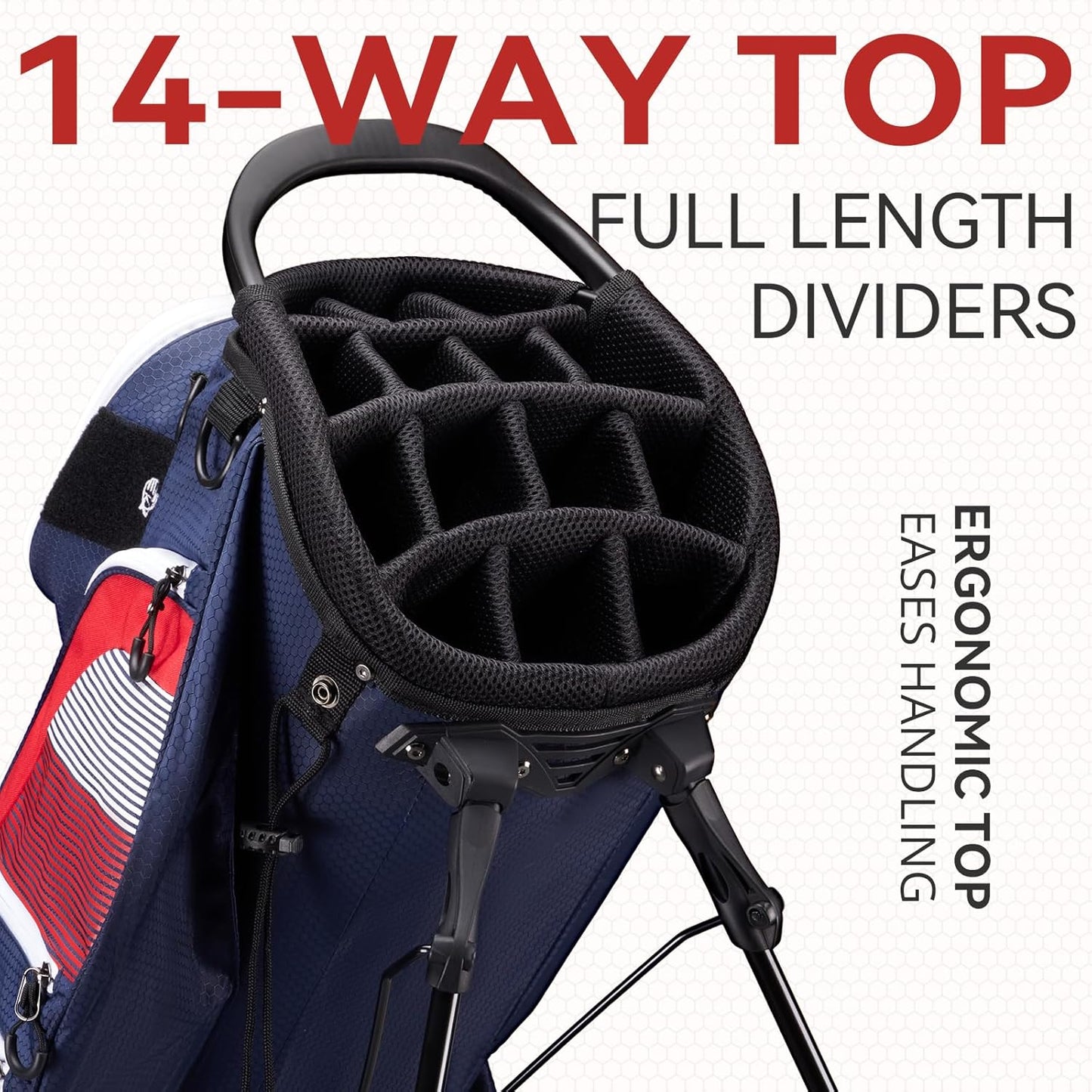 14 Way Golf Stand Bag, Lightweight Golf Bags w/Full-Length Dividers, 9 Pockets, Padded Strap, Cooler Pocket, High-Tech Zippers, Rain-Hood, Free Shoe Bag for Men & Women