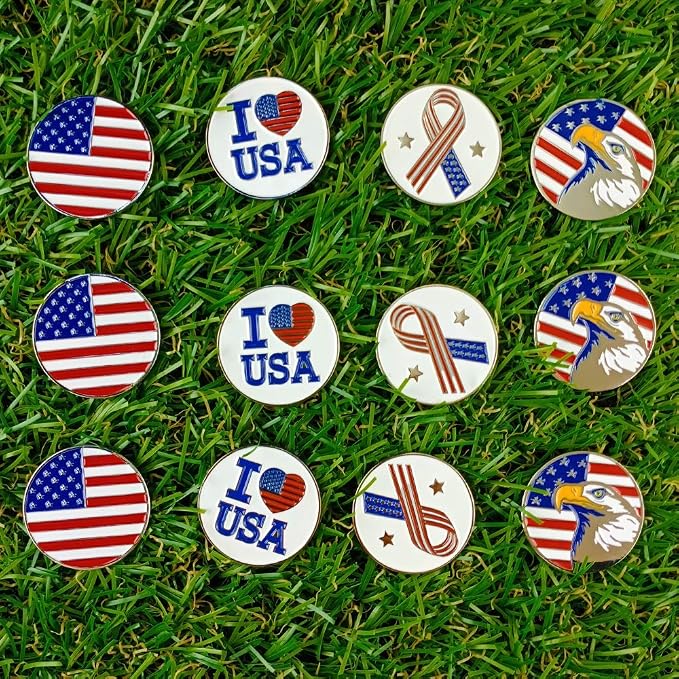 Golf Ball Markers Assorted Patterns Value Pack of 12 Golf Gifts, Golf Cap Clips - Image 2