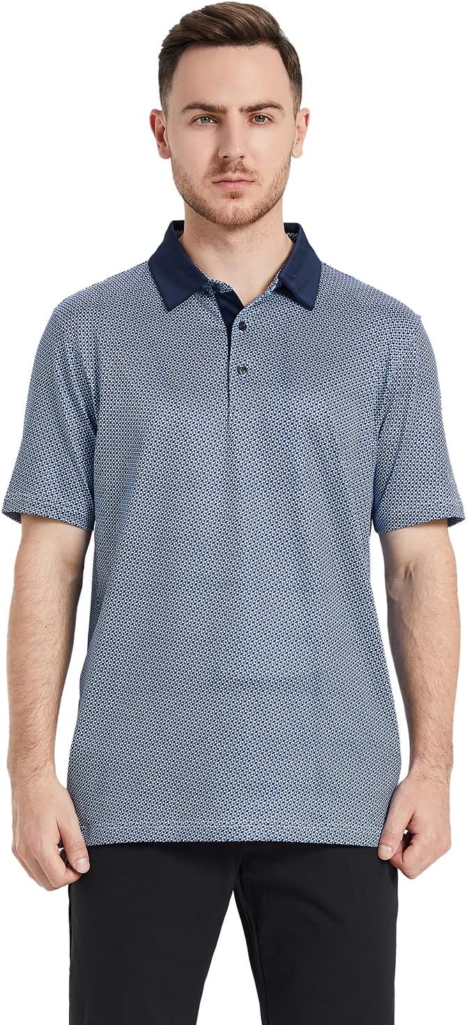 Golf Shirts for Men Dry Fit Short Sleeve Print Performance Moisture Wicking - Image 2