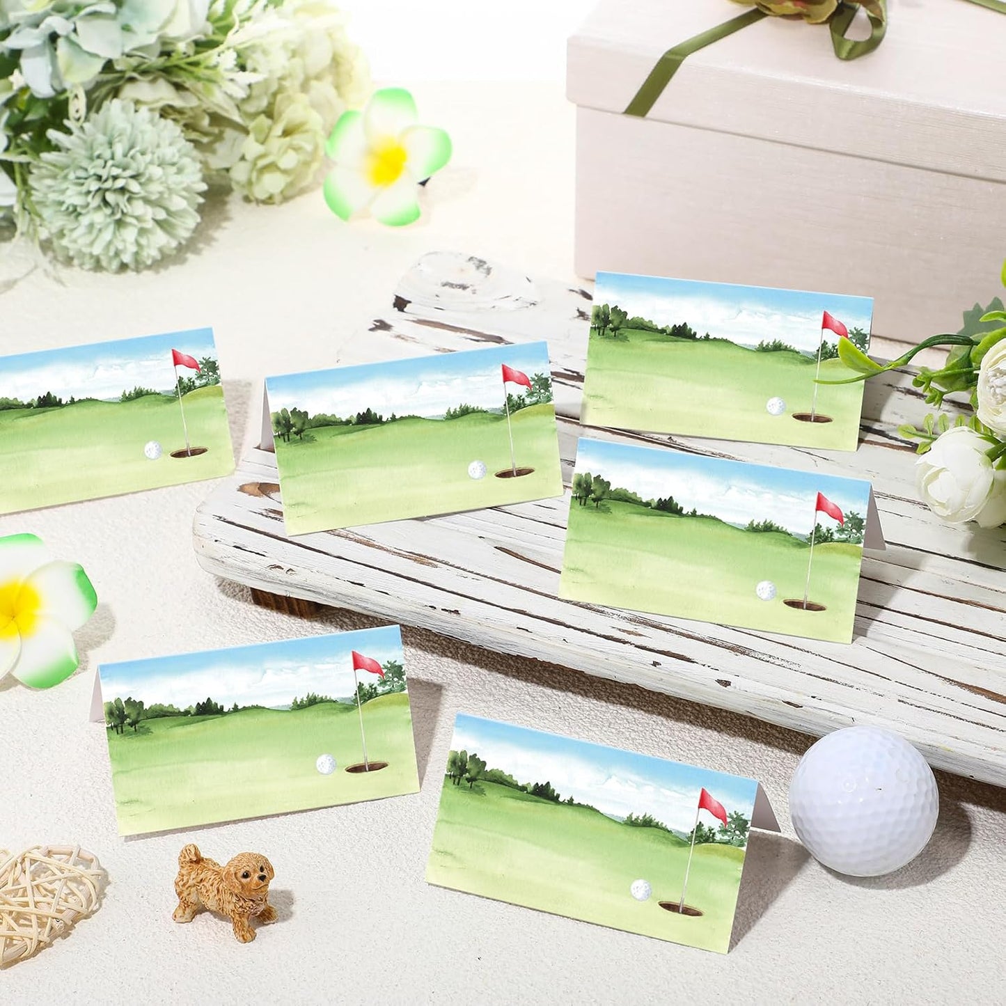 100 Pcs Golf Themed Table Place Card Half-fold Tent Style Reception Place Cards Golf Sports Food Labels for Birthday Party Baby Shower