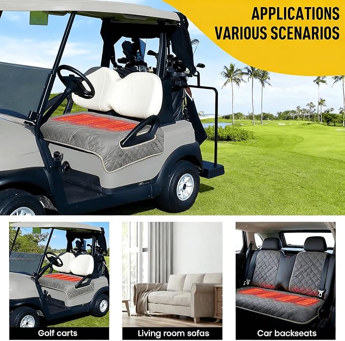 Heated Golf cart seat Cover, 3 Heating Levels and 4 Heating Zones, All-Weather - Image 4