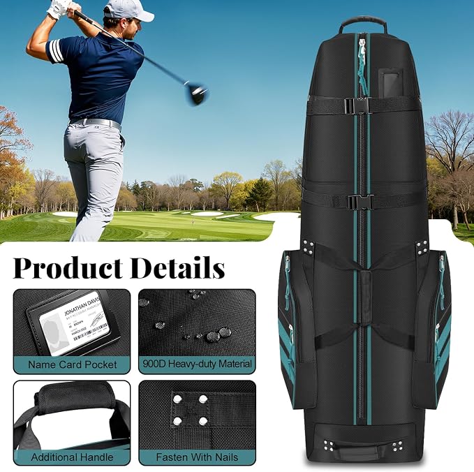 Golf Travel Bag with Wheels, Outdoors Heavy Duty 900D Polyester Waterproof - Image 3