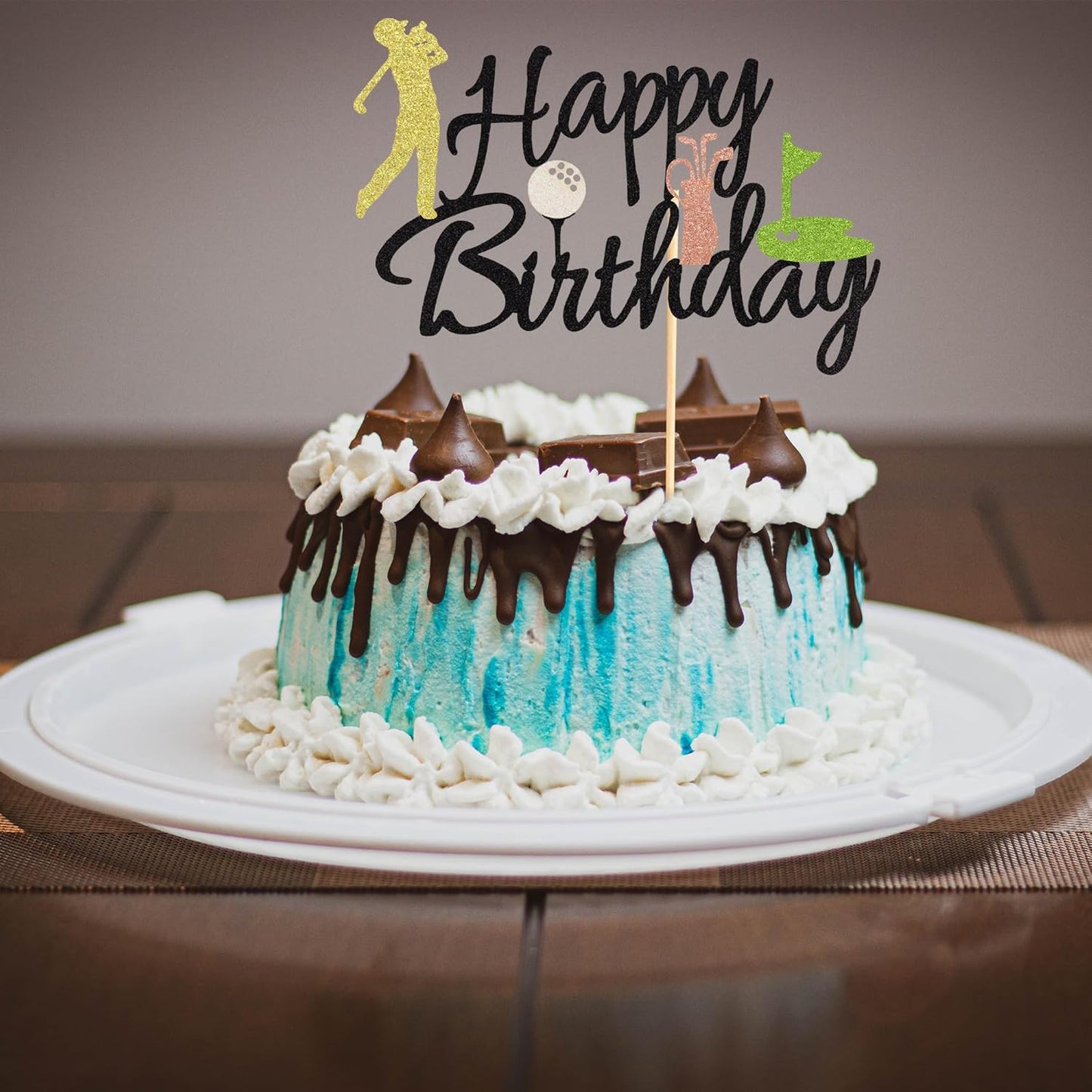 1Pc Golf Cake Topper Golf Happy Birthday Sign Cake Topper Golf Ball Player Cake Decorations for Sport Theme Man Boy Girl Birthday Party Supplies