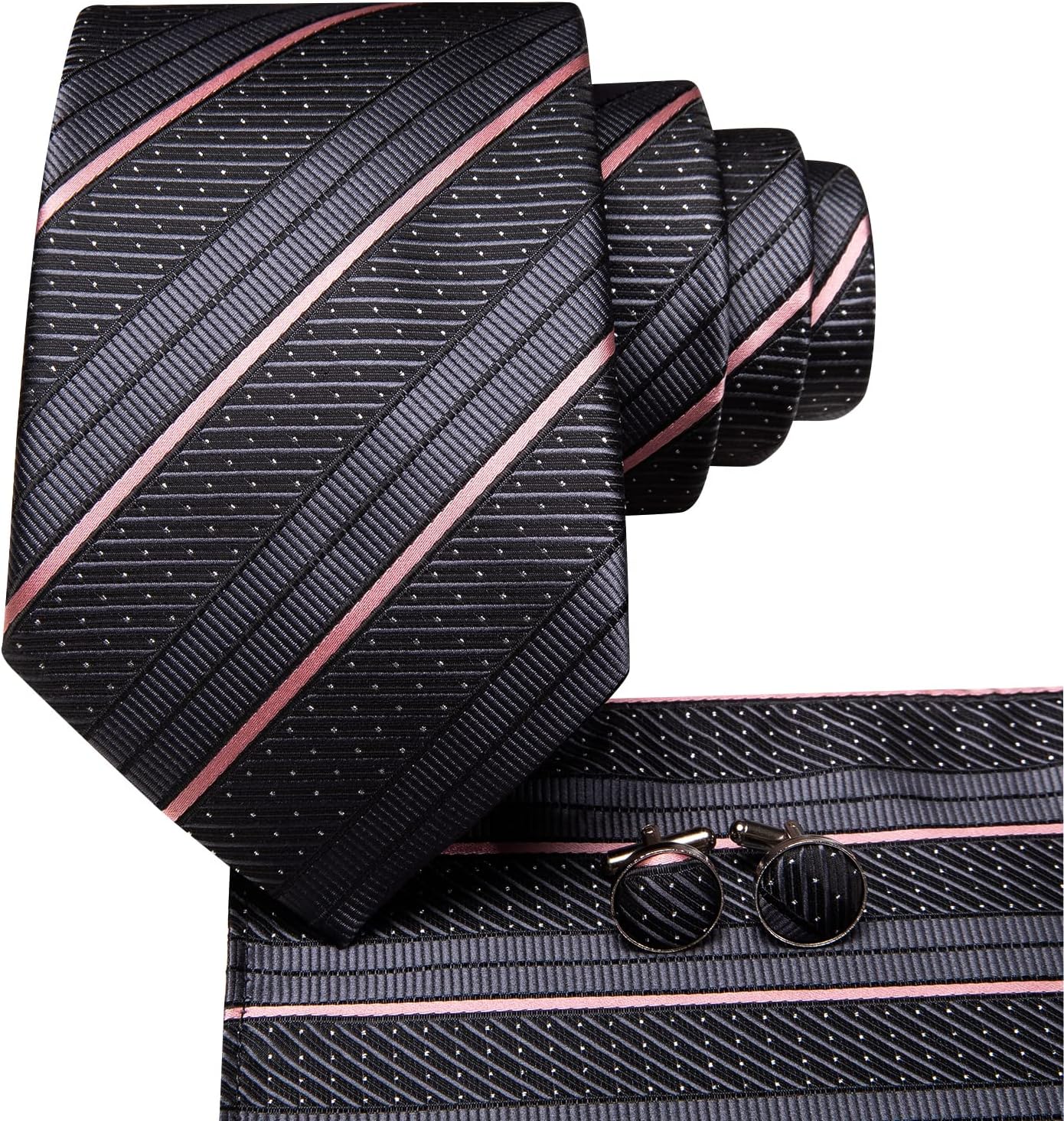 Hi-Tie Men 63inches Tie Set Extra Long Necktie Paisley Tie Pocket Suqare Cufflinks Big and Tall Men Tie