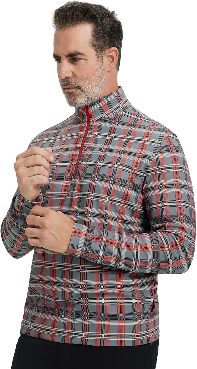 M MAELREG Quarter Zip Golf Pullover Men Dry Fit Long Sleeve Performance Wicking - Image 2