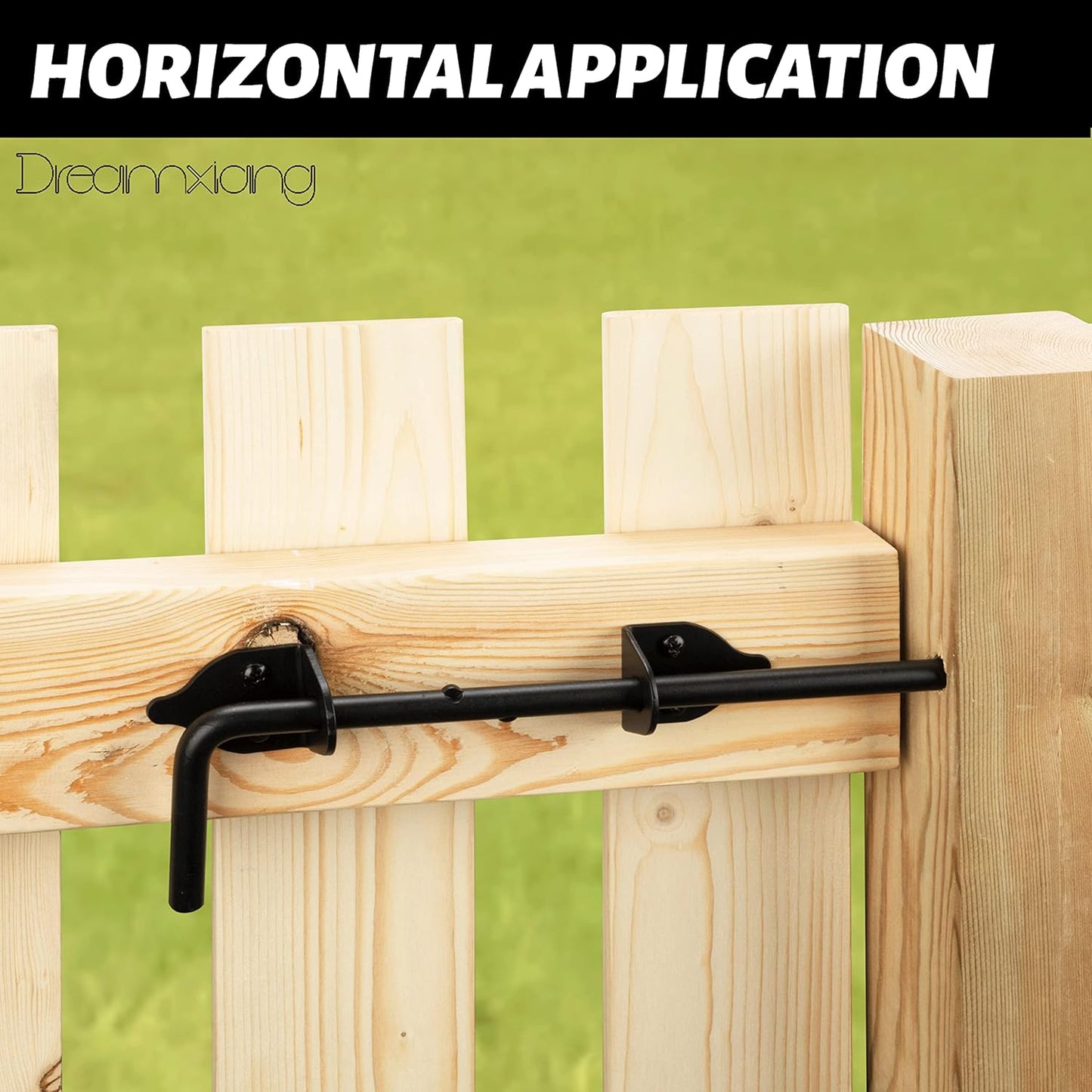 12" Heavy Duty Cane Bolt Gate Drop Rod Hardware Ground Latch for Wood PVC Vinyl Metal Fences Gates, Double Doors, Black Solid Steel -2 Pack