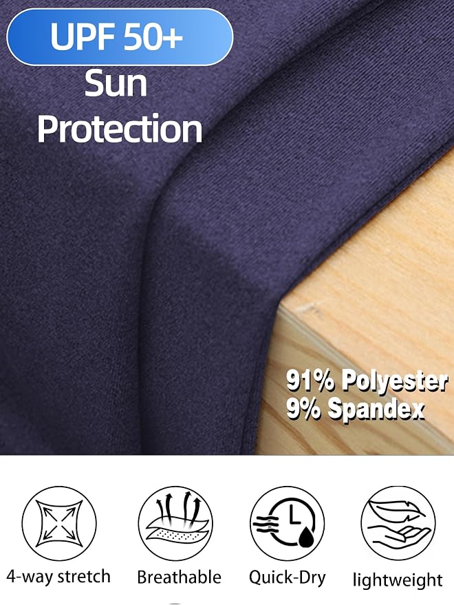 Mens Long Sleeve Shirts Quarter Zip Pullover UPF 50+ Sun Protection Wicking - Image 5