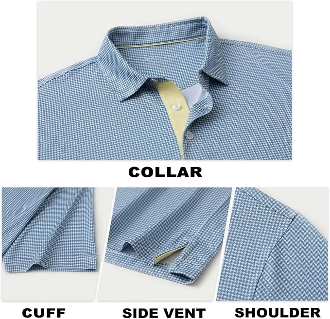 M MAELREG Mens Golf Shirt Short Sleeve Dry Fit Print Moisture Wicking - Image 5