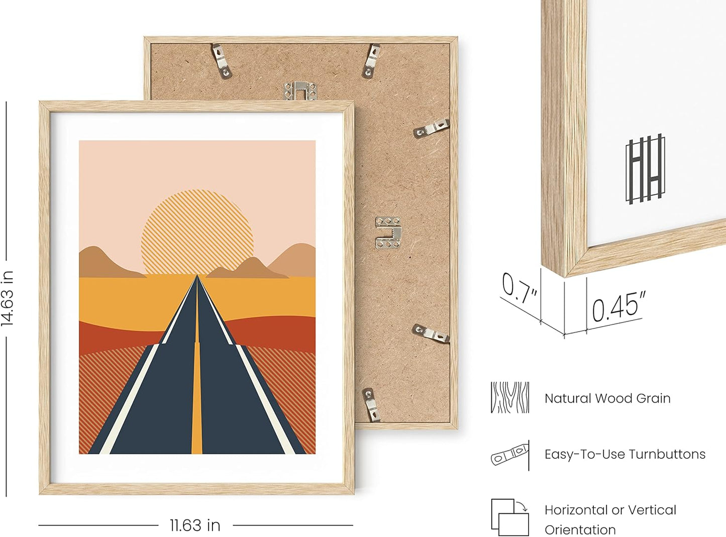 HAUS AND HUES Abstract Minimalist Landscape Wall Art Prints - Set of 6 Modern Aesthetic Mountain Wall Art Posters, Minimal Geometric Nature Paintings, Minimalist Wall Art (Beige Frame, 11x14)