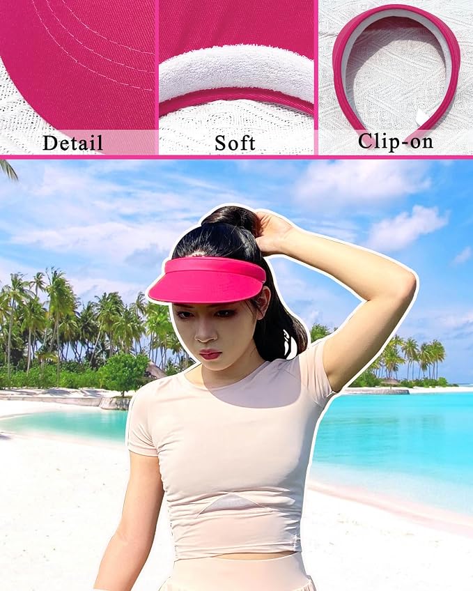 3 Pack Sports Sun Visor Hat Women Men Adjustable Clip On Visors Outdoor Golf - Image 3