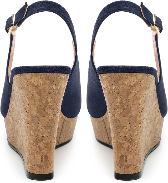Womens Wedge Platform Sandals Peep Open Toe Slingback Buckle High Heel Dress - Image 4