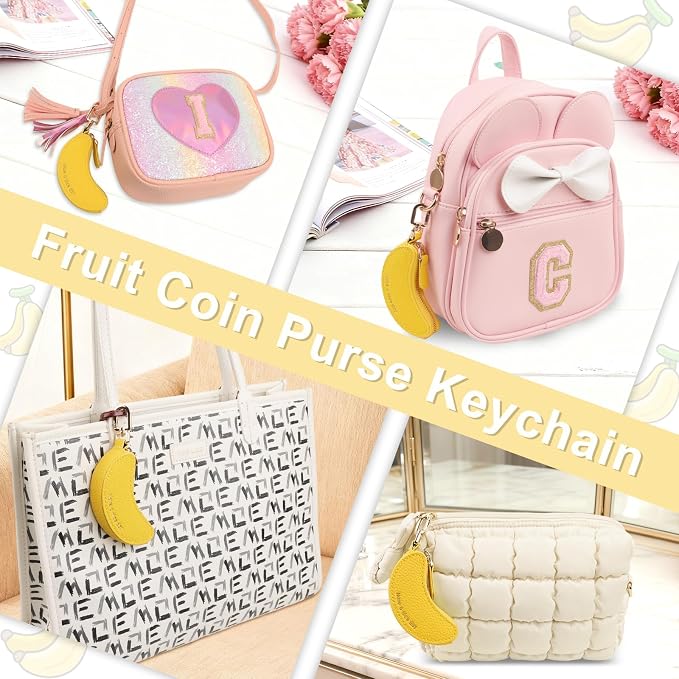 XSUIOY Orange Fruit Coin Purse Keychain Bag Charm, Mini Leather Coin Purse & - Image 5