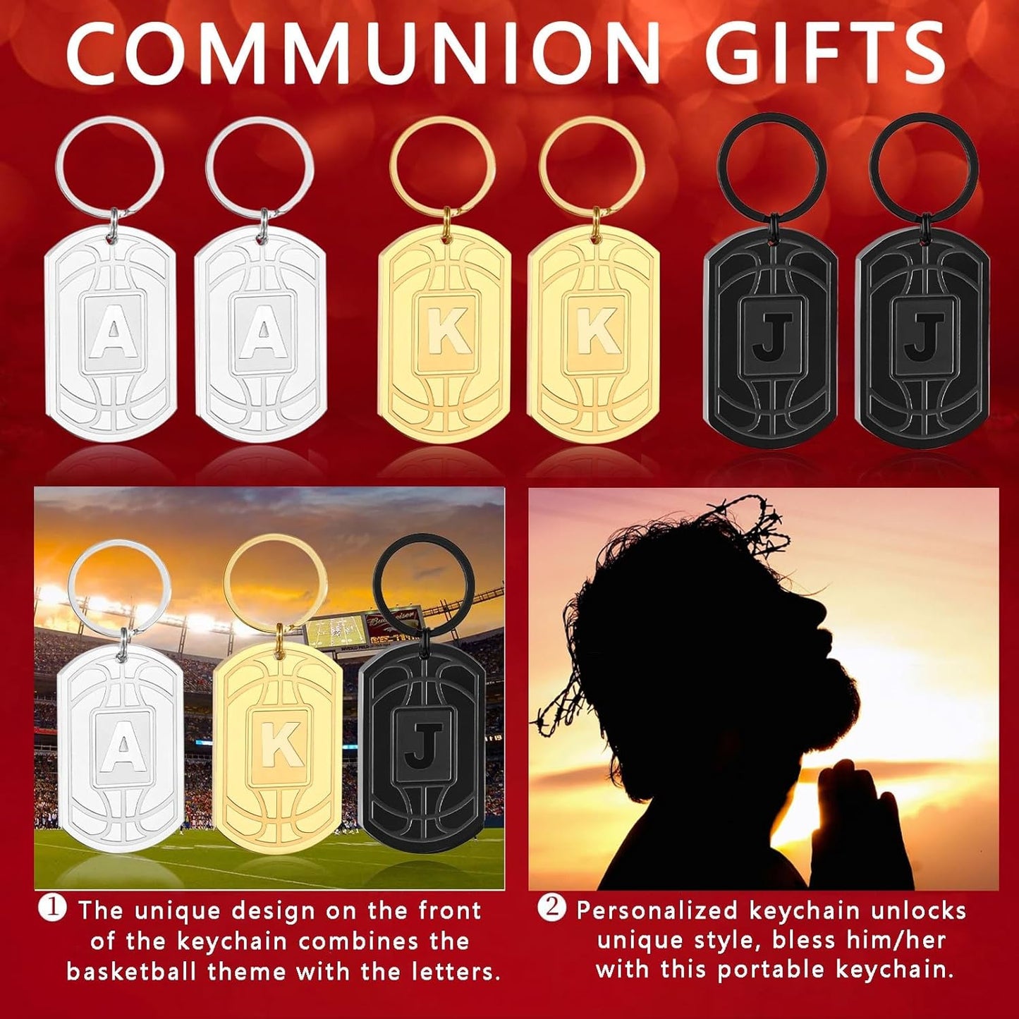 Initial Keychain Gifts for Men,Basketball Dog Tag Mens Keychains for Men Him Dad