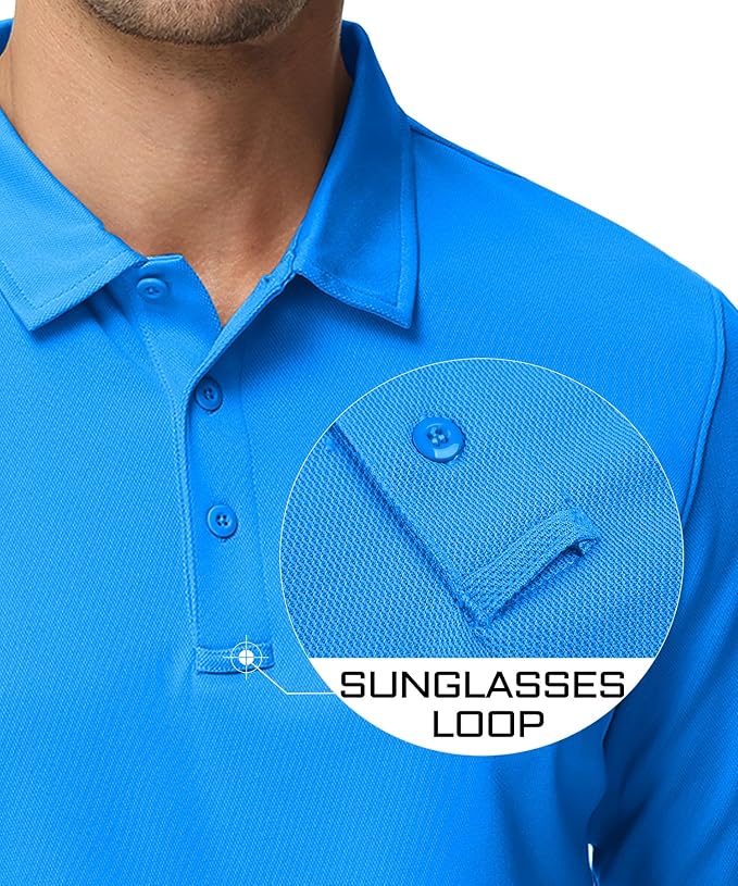 MAGCOMSEN Men's Polo Shirts 3 Button Quick Dry Performance Long Sleeve Tactical - Image 3