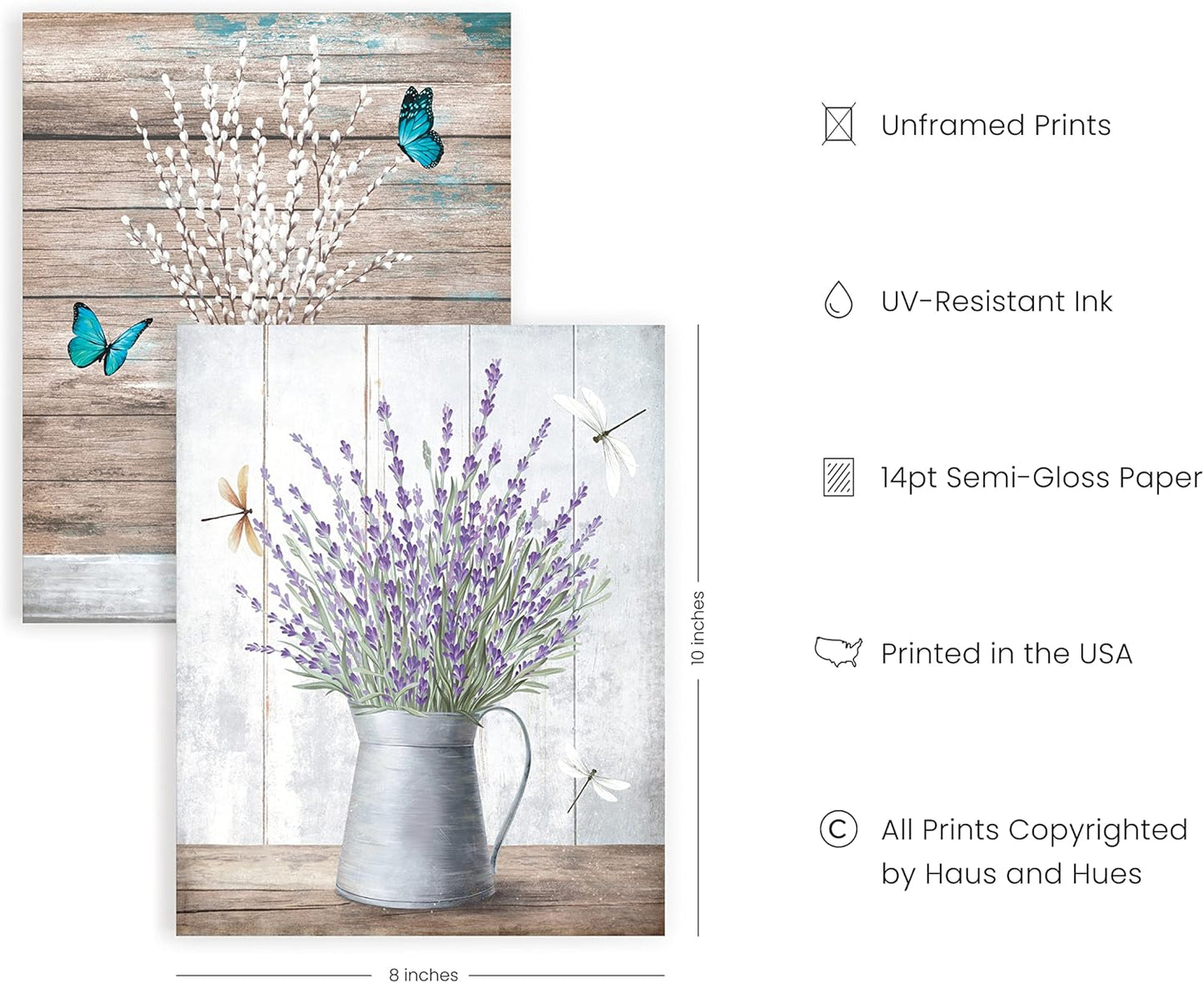 HAUS AND HUES Floral Botanical Prints - Set of 4 Flower Posters, Flower Pictures Wall Decor, Floral Prints (Unframed 8x10)