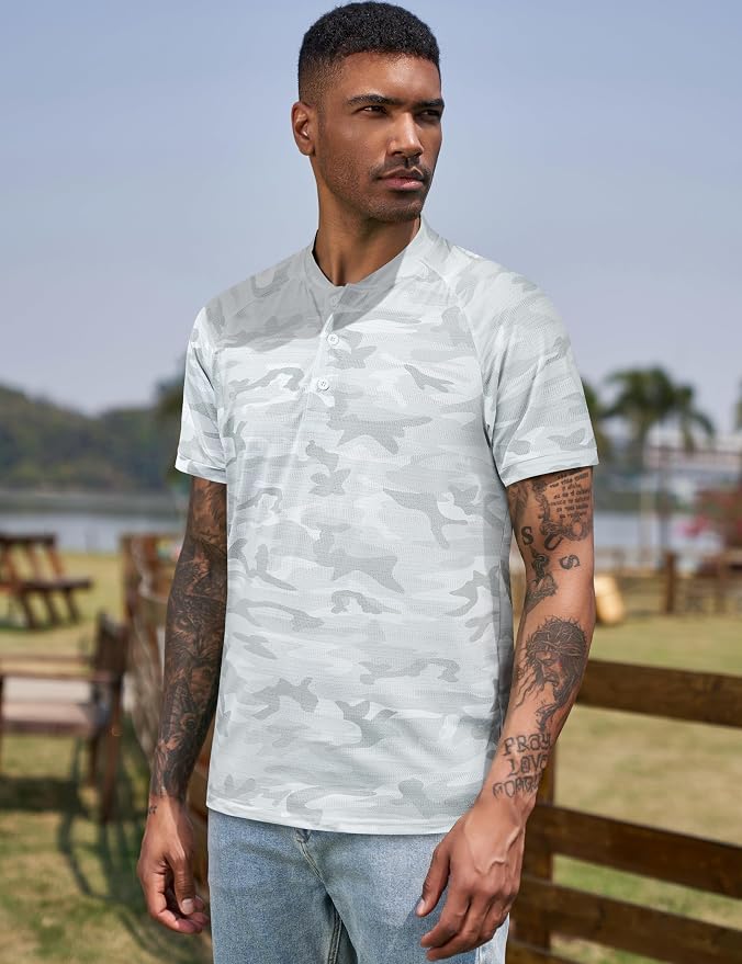 TAPULCO Mens Collarless Golf Shirts Short Sleeve Dry Fit Stretch Casual - Image 4