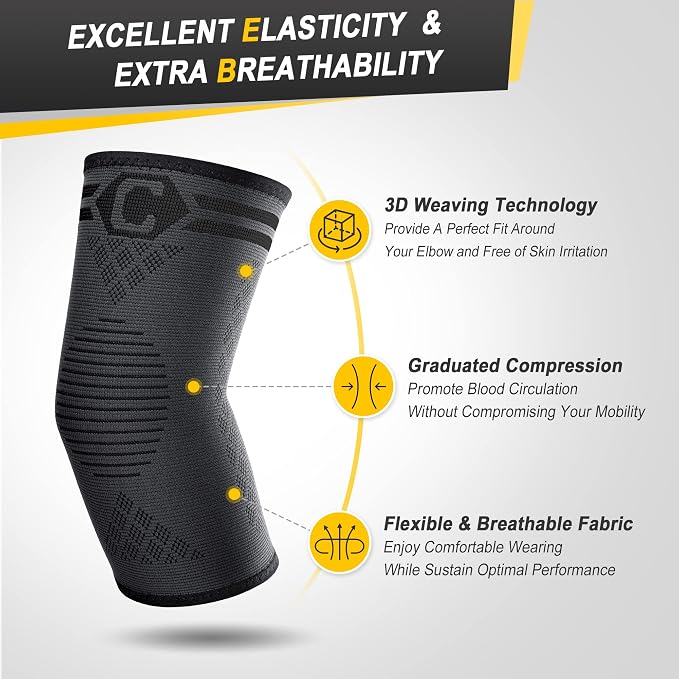 CAMBIVO 2 Pack Elbow Brace for Tendonitis, Tennis Elbow Compression Support - Image 2
