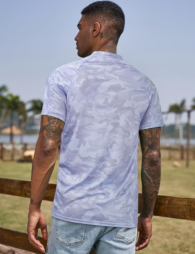 TAPULCO Mens Collarless Golf Shirts Short Sleeve Dry Fit Stretch Casual - Image 4