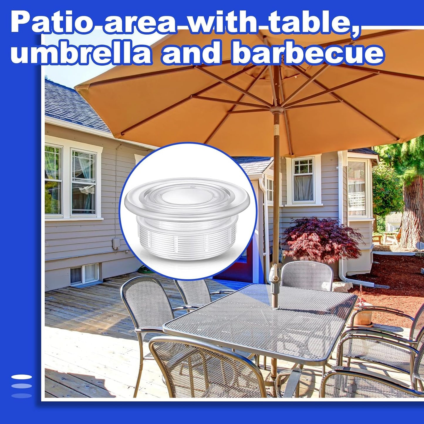 2 Sets Patio Table Umbrella Hole Ring Plug Cap Set, Outdoor Parasol Table Hole Cover Insert Thicker Patio Plug Ring for Outdoor, Yard, Garden(Clear)