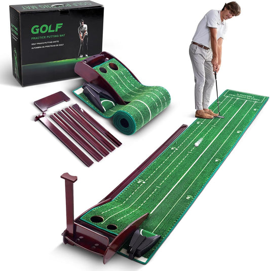 Golf Putting Green for Indoors - Putting Mat with Automatic Ball Return Machine, Mini Golf Pratice Training Equipment at Home or Office, Birthday for Golfs Lovers Golfer Man