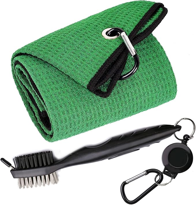 Golf Towels, Microfiber Waffle Pattern Tri-fold Golf Towel by Aebor