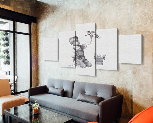 Banksy Super Nurse Hospital Canvas Art Wall Art Home Decor - Various Sizes (5 Pieces Medium)
