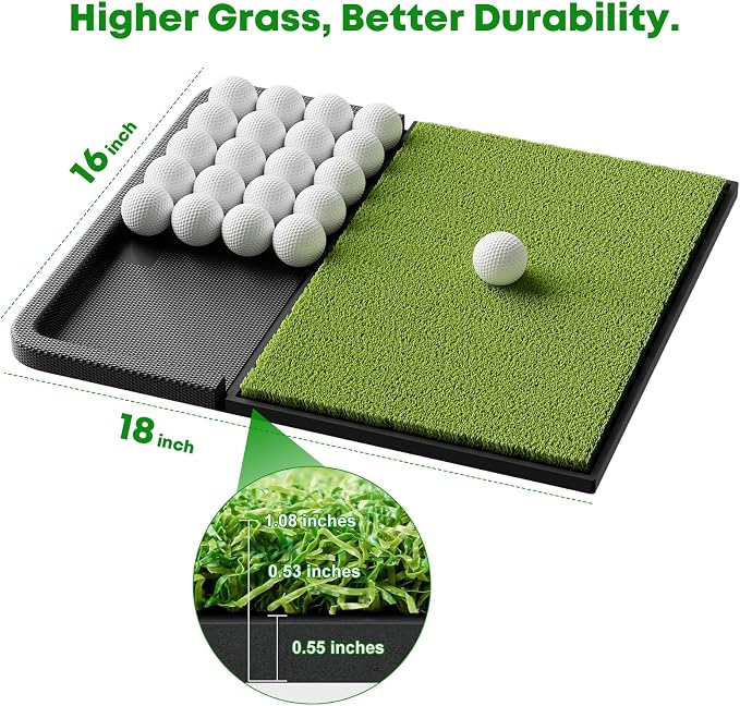 Integrated Golf Mat with Ball Tray, Small Thickening Golf Mats Practice Outdoor - Image 4