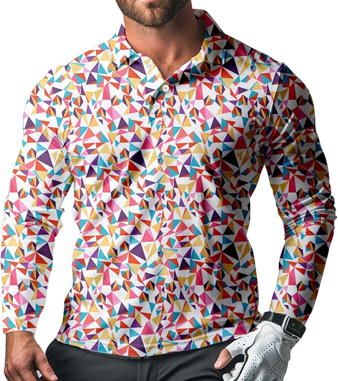 Men's Long Sleeve Golf Shirt Quick Dry 3 Button Work Fishing Outdoor Casual by SQPO