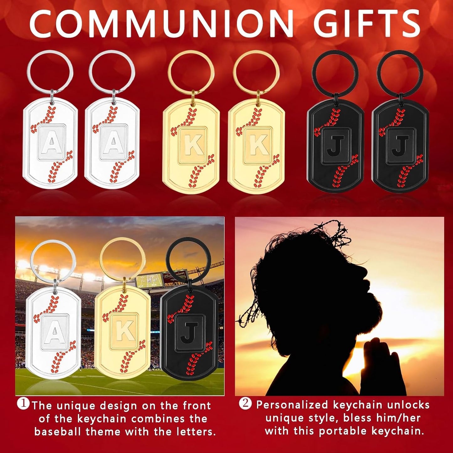 Initial Keychain Gifts for Men,Baseball Dog Tag Mens Keychains for Men Him Dad