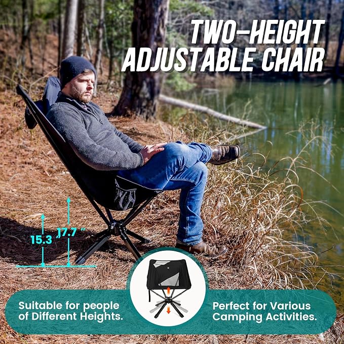 Adjustable Portable Camping Chair RiseLite Lightweight Compact Folding Chair - Image 8