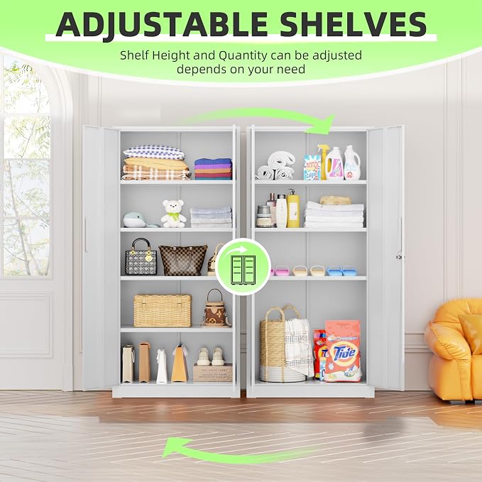 INTERGREAT White Metal Storage Cabinet, Tall Metal Cabinet - Image 7