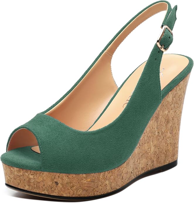 Womens Wedge Platform Sandals Peep Open Toe Slingback Buckle High Heel Dress by zasudxie