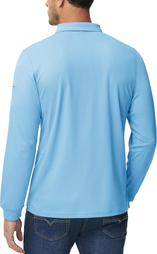MAGCOMSEN Men's Polo Shirts 3 Button Quick Dry Performance Long Sleeve Tactical - Image 5
