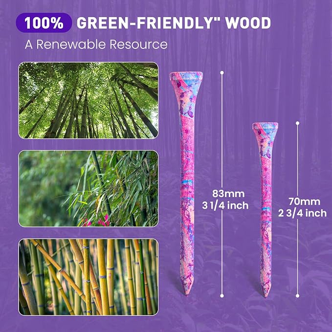 Amy Sport Golf Tees Styllish Bamboo Wooden Coloured Painted Bulk 200 Pack 1 1/2 - Image 3