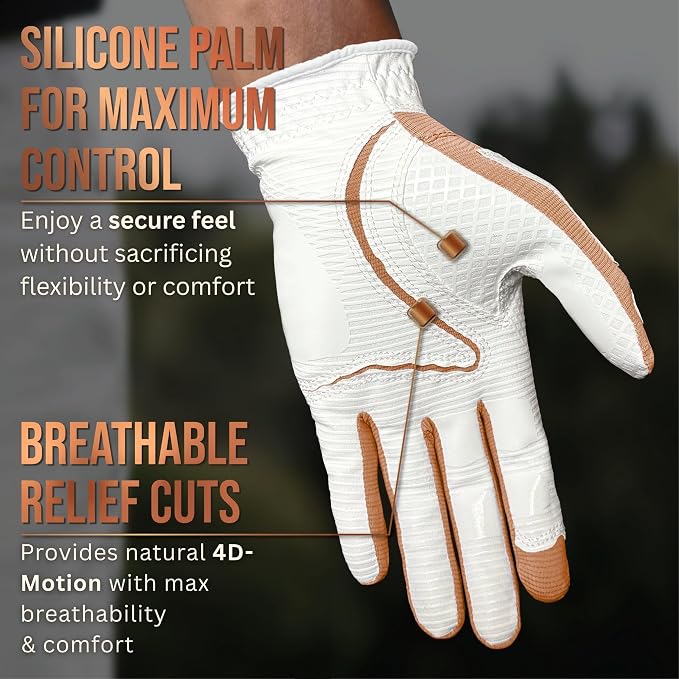 Copper Tech Golf Gloves Men Right Handed Golfer or Left Handed Golfer | Copper - Image 3