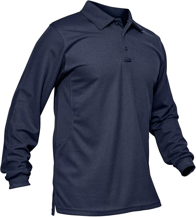 MAGCOMSEN Men's Polo Shirts 3 Button Quick Dry Performance Long Sleeve Tactical by MAGCOMSEN