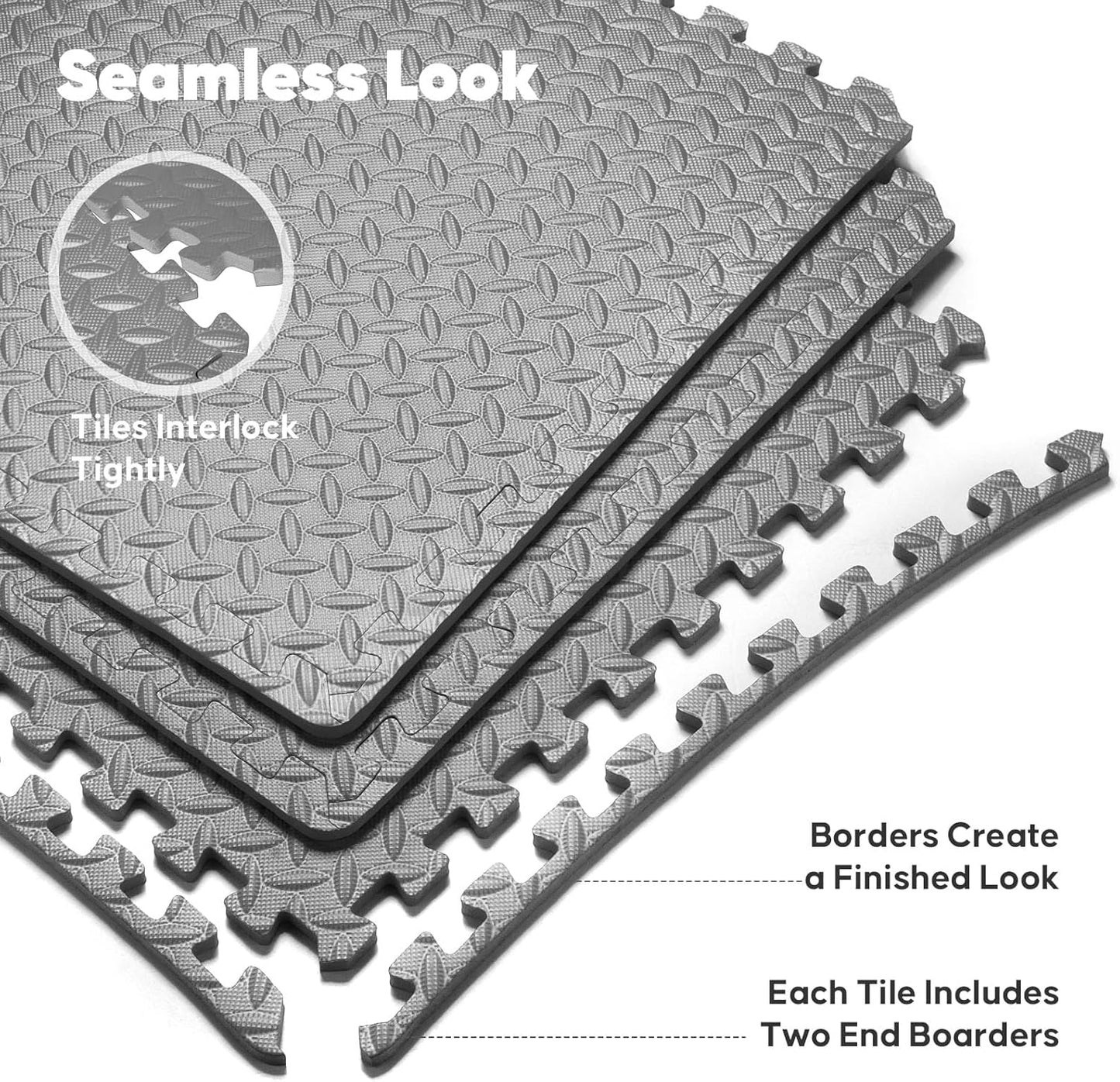 Home Gym Mat, Puzzle Exercise Mat, EVA Interlocking Foam Floor Tiles for Home Workout Equipment and Kids' Play Areas -, 24 in x 24 in x ½ in, Grey 36 Tiles