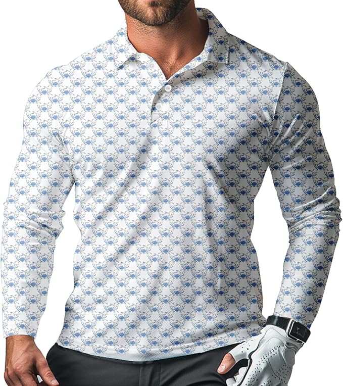 Men's Long Sleeve Golf Shirt Quick Dry 3 Button Work Fishing Outdoor Casual by SQPO