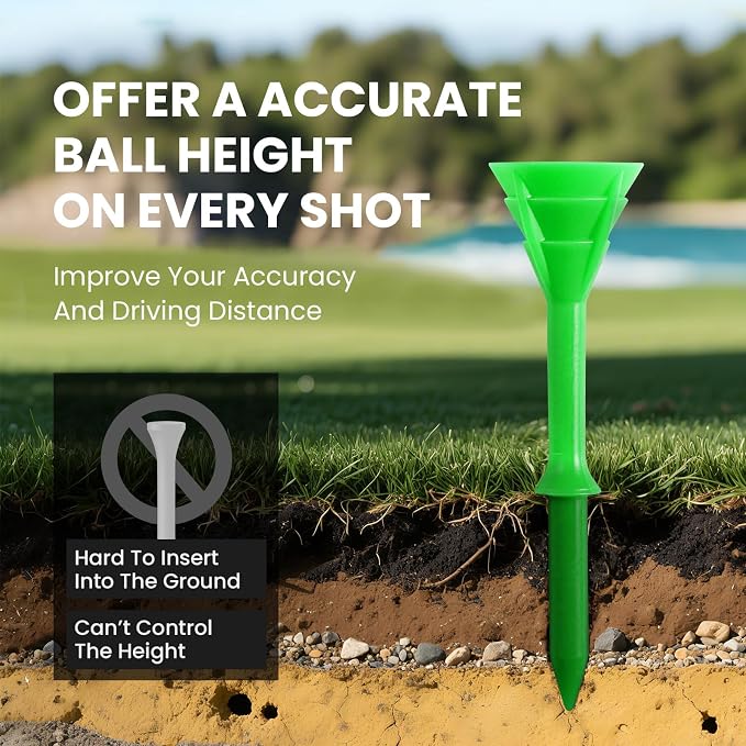 FINGER TEN Unbreakable Golf Tees Plastic 3 1/4 inch Value 50/100 Pack, Low - Image 4