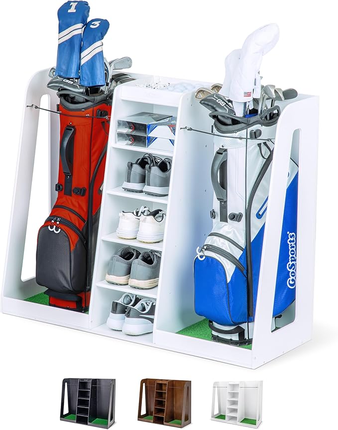 GoSports Premium Wooden Golf Bag Organizer and Storage Rack by GoSports