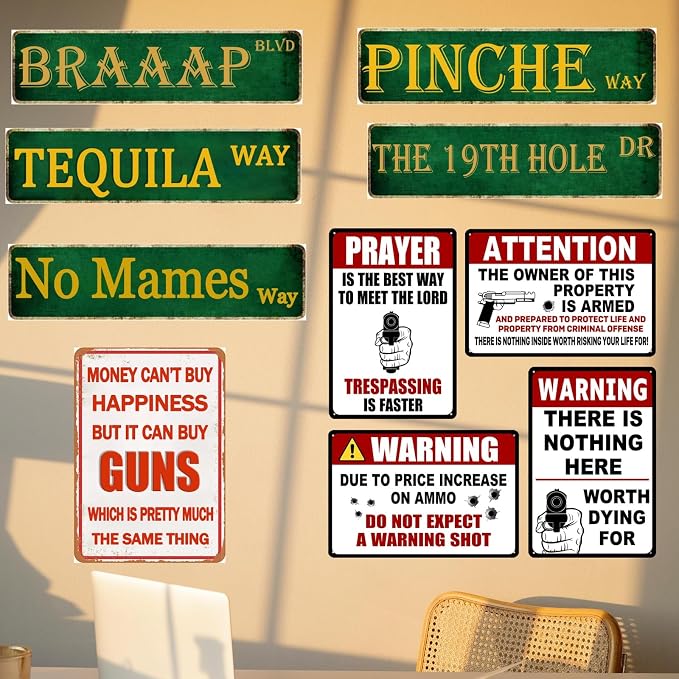 4 Pack Funny No Trespassing Sign Gun Signs No Tresspassing Private Property - Image 6