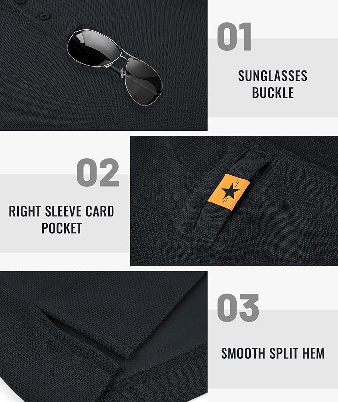 Men's Long Sleeve Polo Shirts 3 Button Down - Image 3