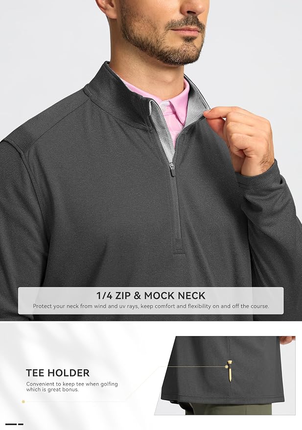 Obla Golf Quarter Zip Pullover for Men Mock Neck Sweatshirt Lightweight Sun - Image 4
