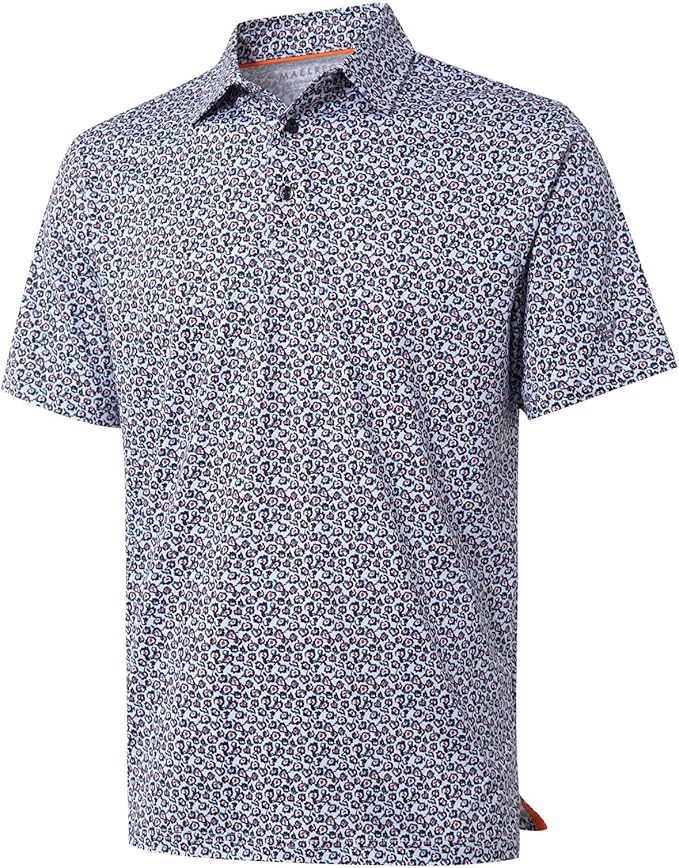 Golf Shirts for Men Dry Fit Short Sleeve Print Performance Moisture Wicking by MAELREG