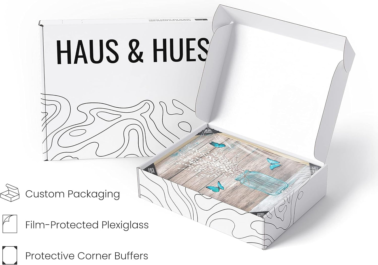 HAUS AND HUES Flower Wall Decor - Set of 4 Floral Wall Art, Framed Flower Paintings, Floral Pictures, Frameable Botanical Posters (8x10, Beige Frame)