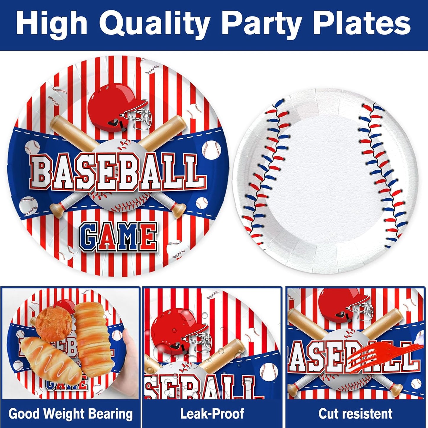129Pcs Baseball Birthday Party Supplies-Serves 20 Baseball Party Decorations With Plates Cups Knifves Forks And Napkins Tablecloth And Banner For Baseball Sports Theme Birthday Decorations
