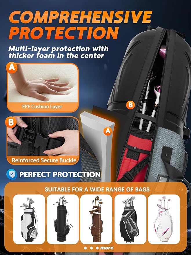 Golf Travel Bag with PC Hard Case Top, 1680D Heavy Duty Oxford Fabric Golf - Image 5