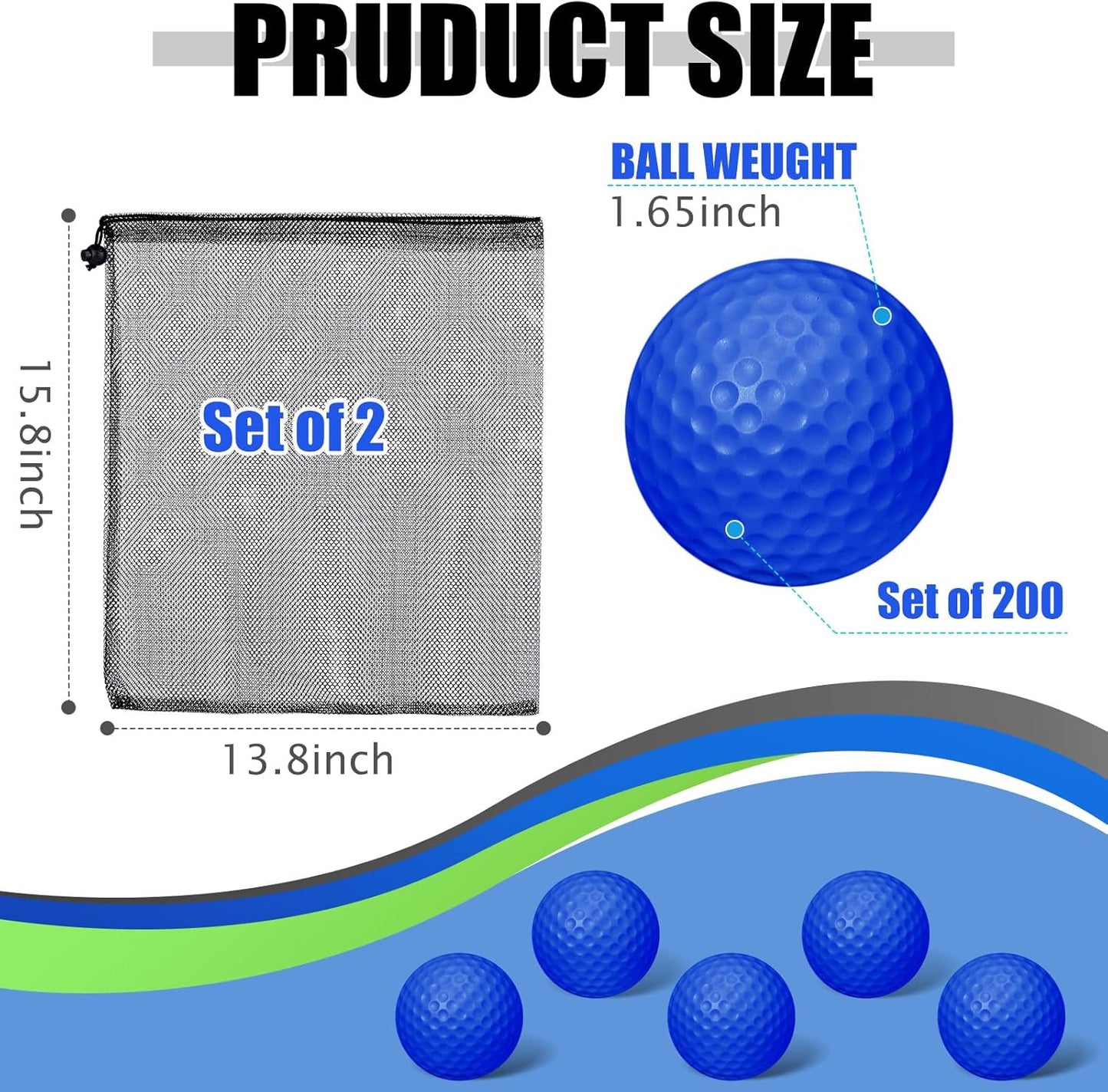 200 Pcs Foam Golf Practice Balls Bulk Realistic Feel Limited Flight Training Balls Soft for Outdoor Swing Indoor Backyard Training